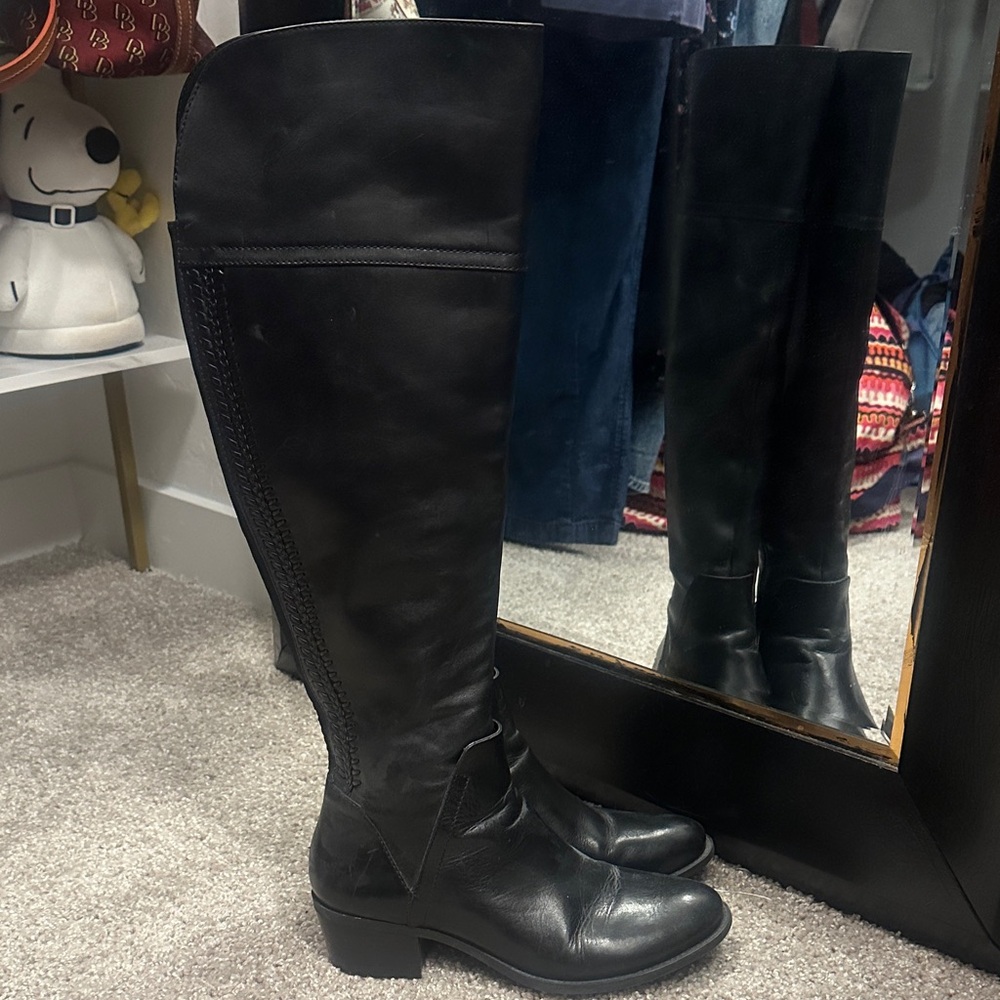 Vince Camuto Sleek Black Over the Knee Boots - Picture 2 of 4